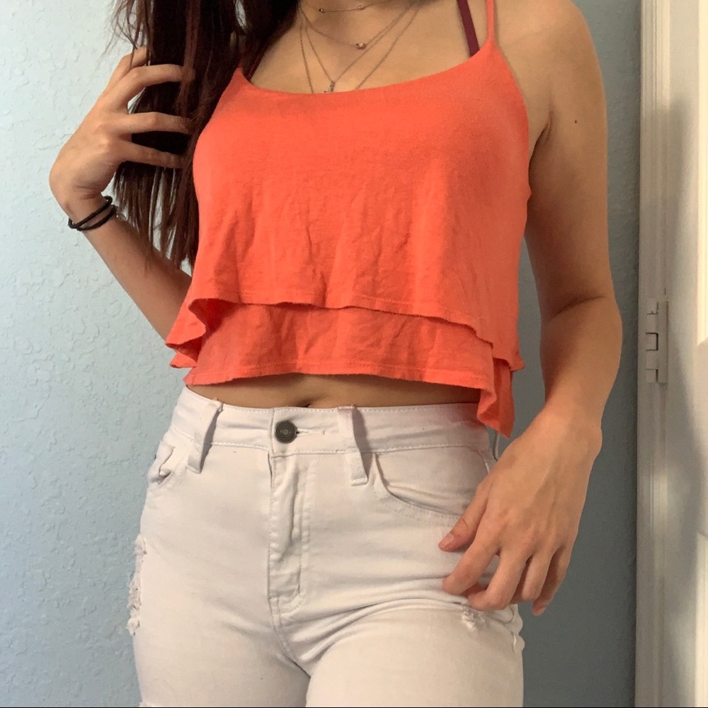 Coral Cropped Tank Top